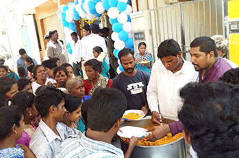 Distribution of food for poor people every month